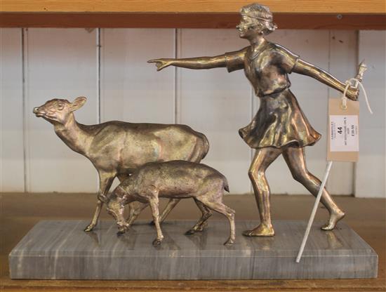 Art Deco figure, girl & deer